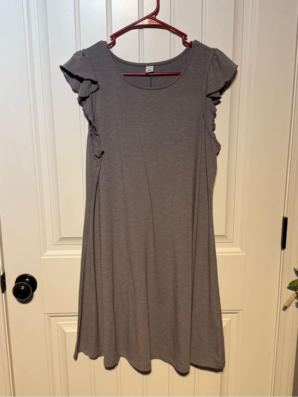 Old Navy Gray Ruffle/flutter Sleeve Midi Dress